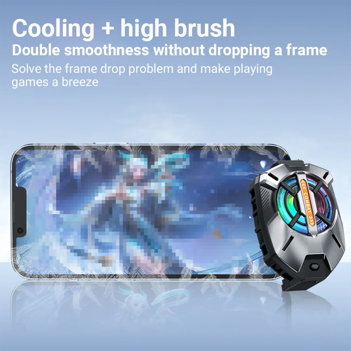 Phone Cooler for Gaming Live Streaming Universal Cell Phone Radiator Cooling Fan with Three Adjustable Cooling Mode