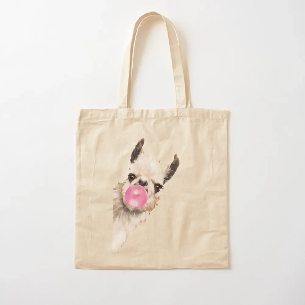 Sneaky Llama with Bubble Gum Tote Bag Canvas bag for women Gift bags tote bag women female