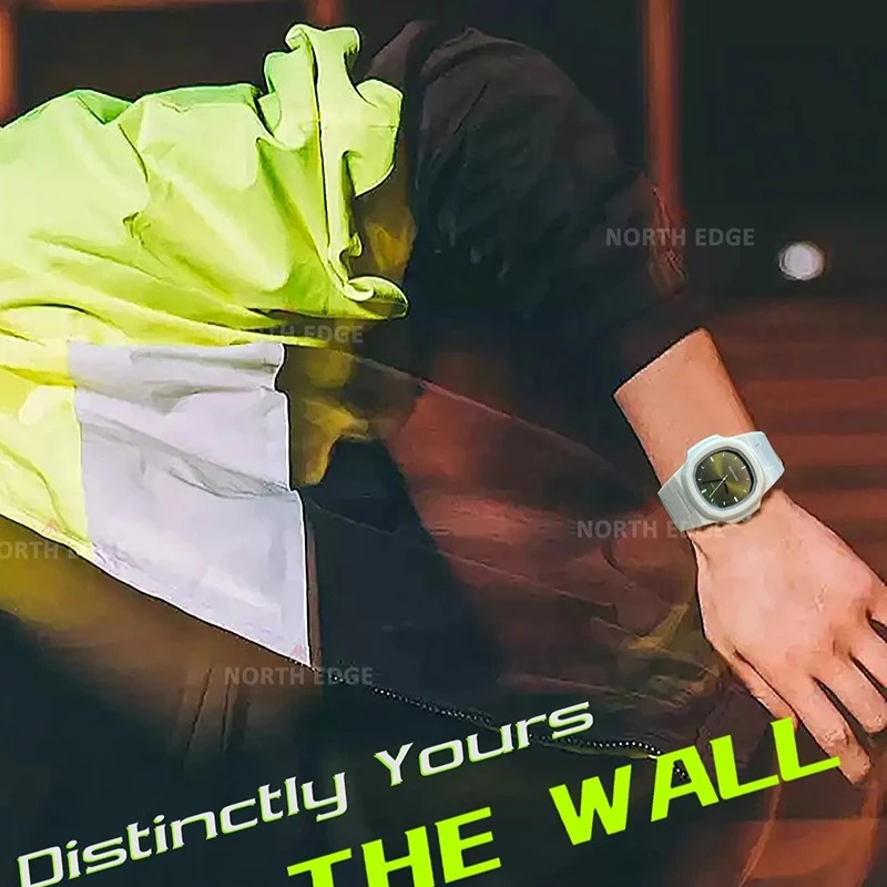 NORTH EDGE ساعة للرجل جديد فولت ساعة كوارتز موضة خفيفة الراتنج حافظة مربع السباحة 50 متر مقاوم للماء الرجال الساعات هدية صندوق #6