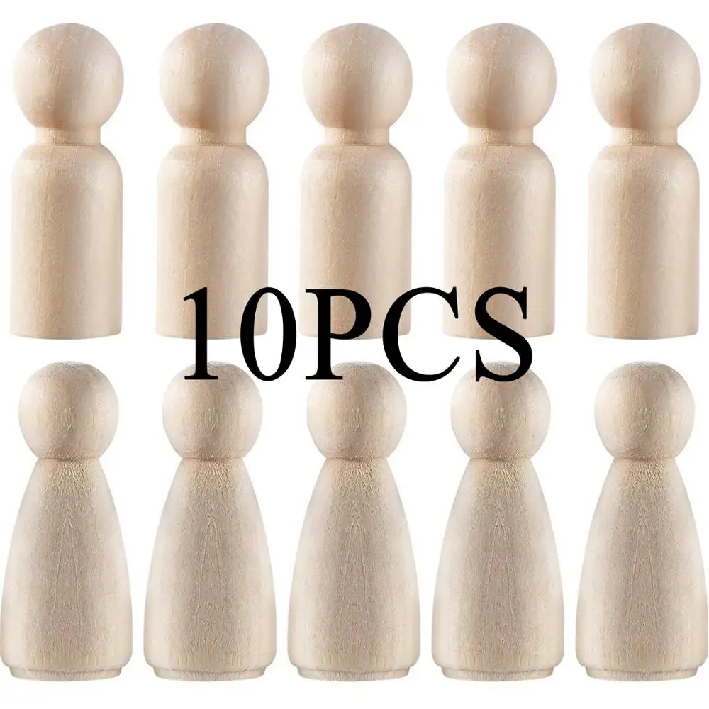 10pc Holz Puppe 65mm-35mm Holz Blank Peg Puppen Mädchen Junge DIY Unvollendete Puppe Ahorn Nagetier handgemachte Baby Produkt Weihnachten Geschenk