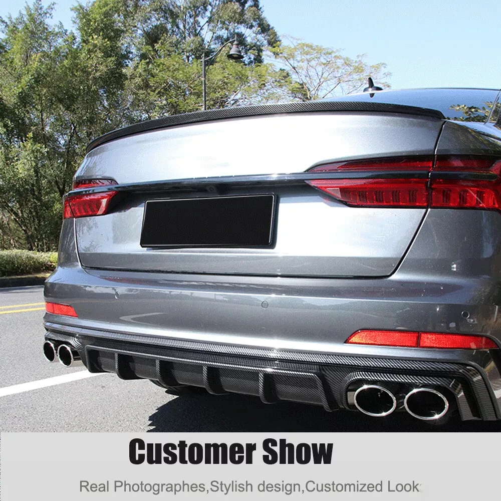 High Quality A6 S6 Car Carbon Fiber Rear Trunk Spoiler Wing For Audi A6 C8 S6 Sline Sedan 2019 2020 2021 2022 2023 2024 - view 4