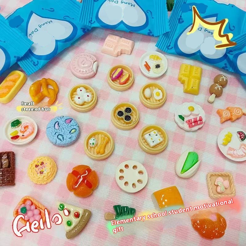

100pcs Resin Simulation Food Mini Blind Box Model Kitchen Decoration Creative Party Statue Blind Bag Gift Color Randomly Sent