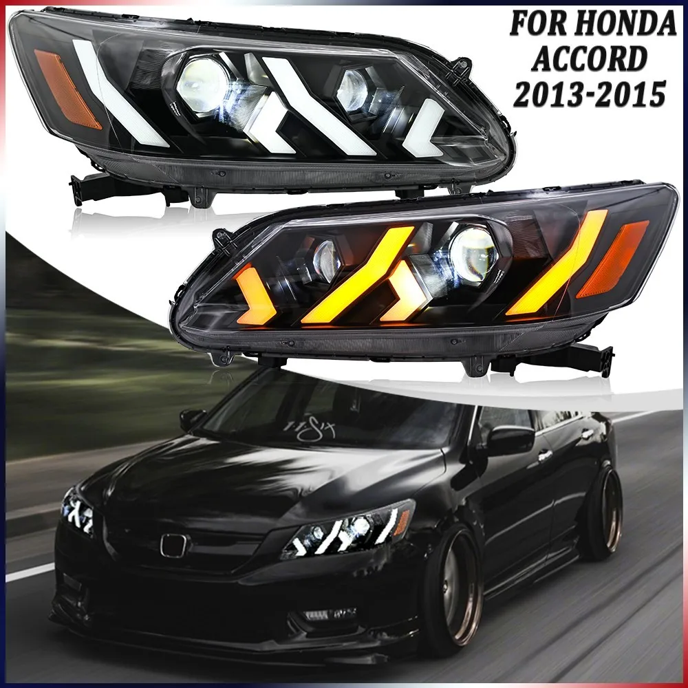 

1 комплект светодиодных фар в сборе для Honda Accord 4-дверный 2013-2015 головной передний фонарь анимация левый + правый аксессуары для фар