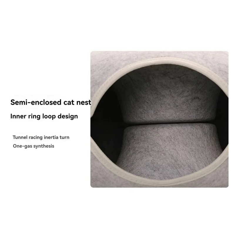 

MCGS-Pet Bed Donut Cat Bed Felt Semi-Enclosed Wear-Resistant And Washable Used In All Seasons Tunnel Cat Bed