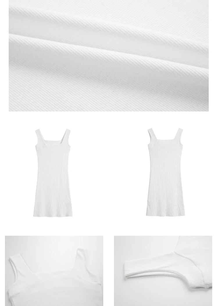 AOSSVIAO Sexy Slim Fit Bodycon Minikleider für Frauen 2026 Sommer Neuankömmling Schwarz Weiß Grau Tankkleid mit quadratischem Ausschnitt – Detail 2