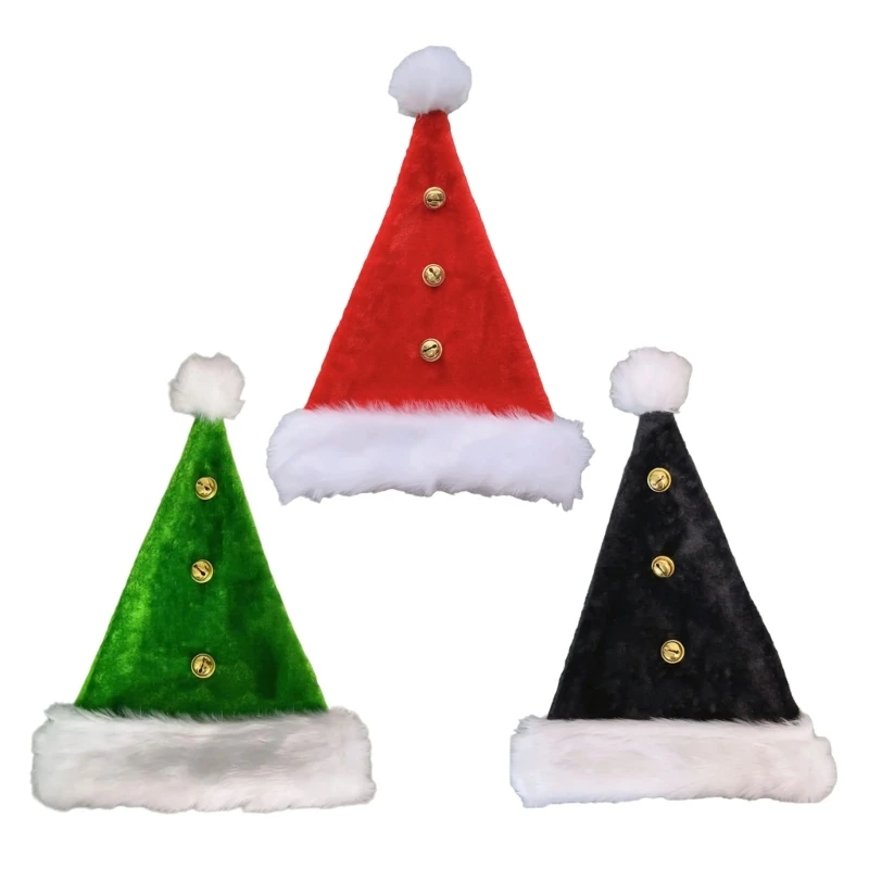 Furry Christmas Santa Hat with White Brim for Holiday Parties Santa Headwear New Year Party Cosplay Accessories