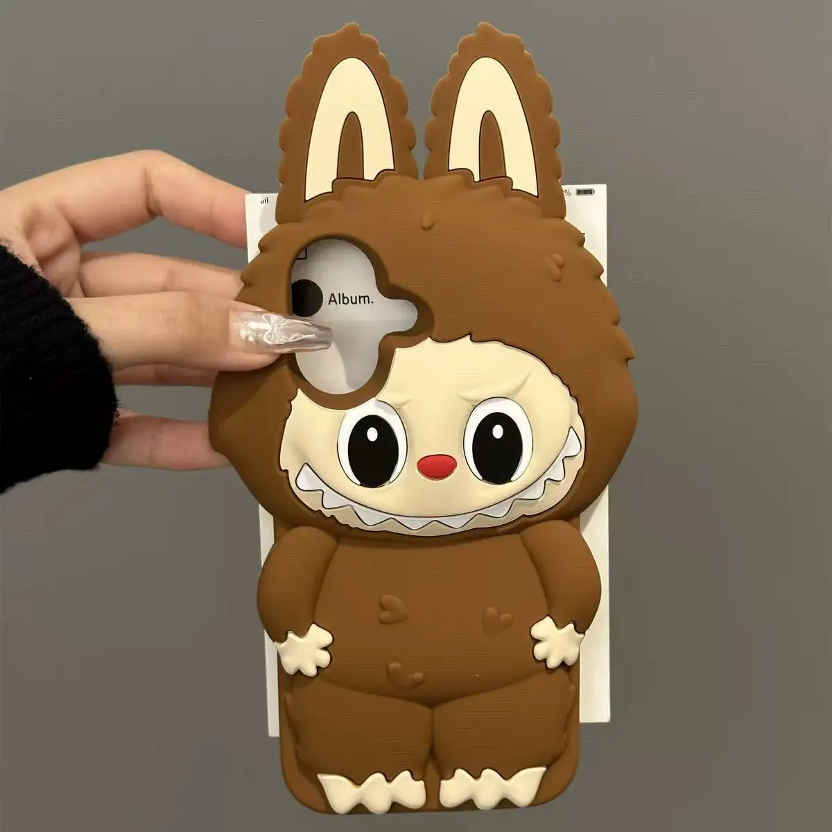 آيفون 16 15 14 13 12 برو ماكس Kawaii ثلاثية الأبعاد الكرتون لطيف وحوش لينة غطاء سيليكون مع حامل القضية