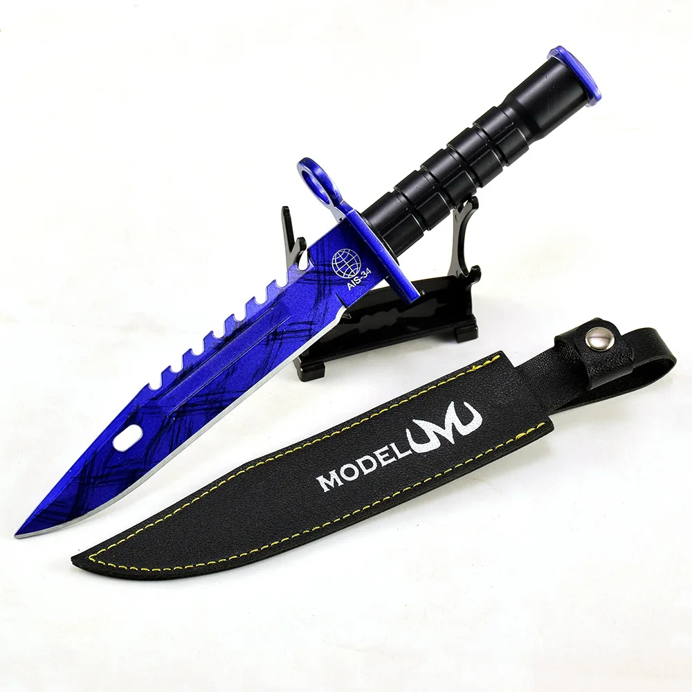 Go Game – modèle d'arme en métal bleu Doppler M9, 26 CM, avec gaine, ornements de bureau à collectionner, cadeau d'anniversaire créatif pour garçon