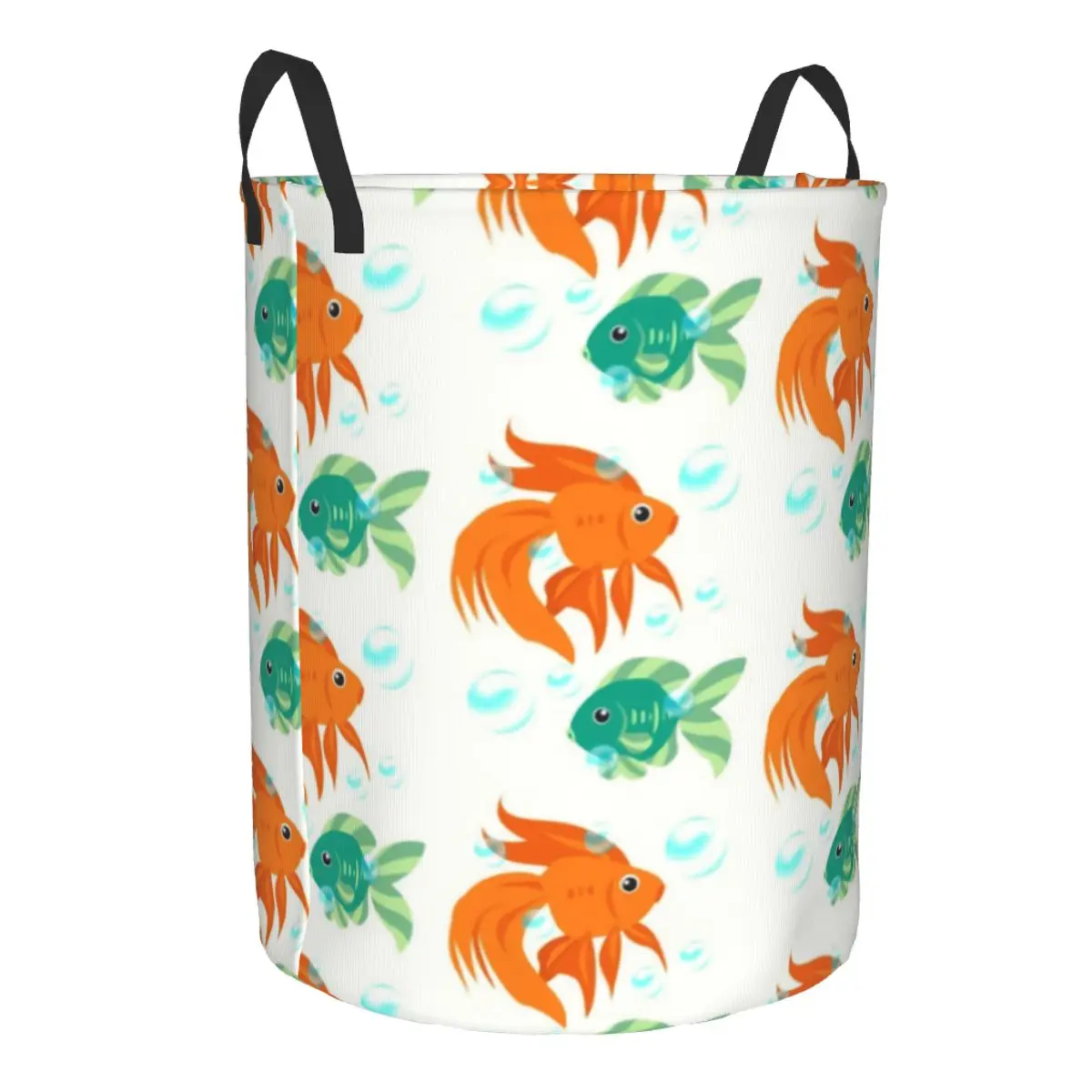 Funny Goldfish And Bubbles Laundry Hamper Large Storage Basket Animal Fish Kids Nursery Toy Organizer