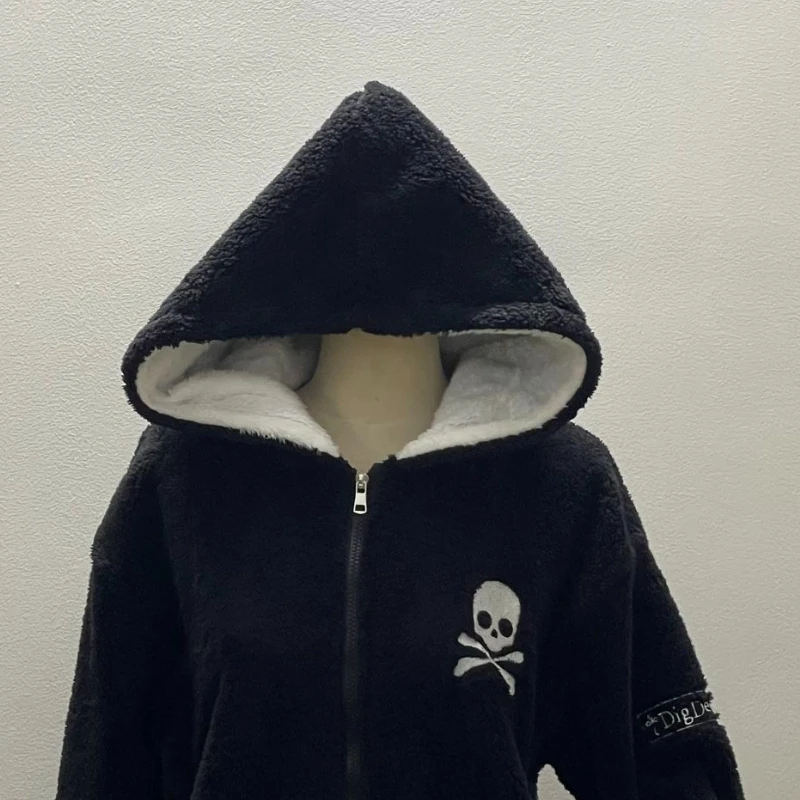 Felpa con cappuccio vintage americana punk ricamata da donna giacca cardigan croce gotica moda subcultura autunno inverno felpa novità