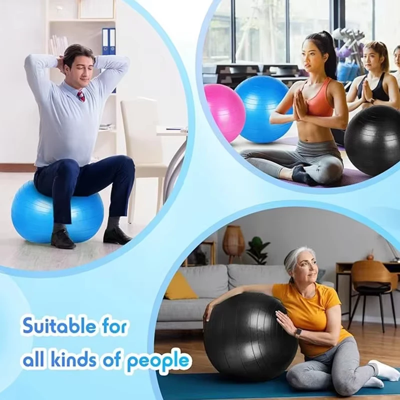 Multi-Purpose Yoga Exercise Ball 55-75cm with Foot Pump Kit Fitness Ball for Workout Pregnancy Pilates Office Sitting Home Gym