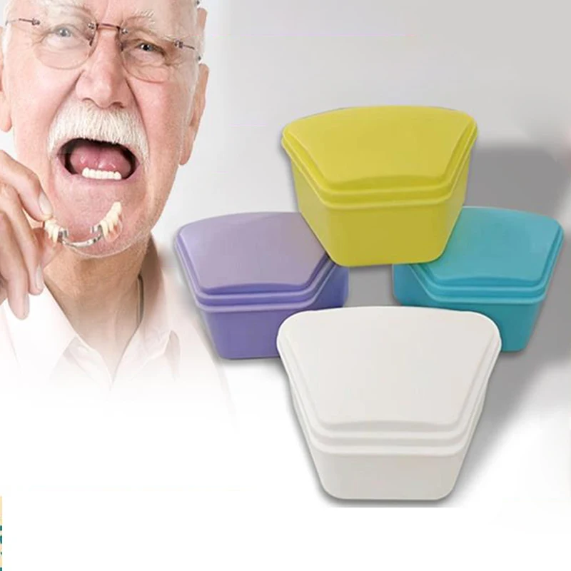 

Portable Trapezoid Orthodontic Retainer Box Teeth Oral Denture Dental Storage Case Prosthesis Teeth Container Boxes