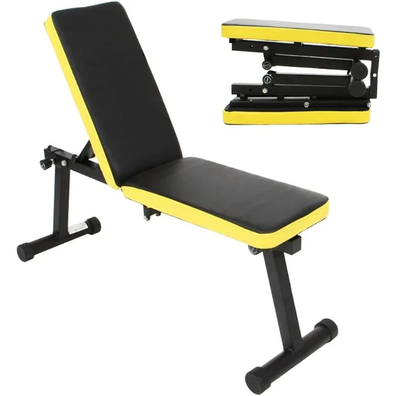 

soges Folding Dumbbell Bench Height Adjustable Incline Exercise Bench, Multi-Functional Home Gym Strength Training Fitness