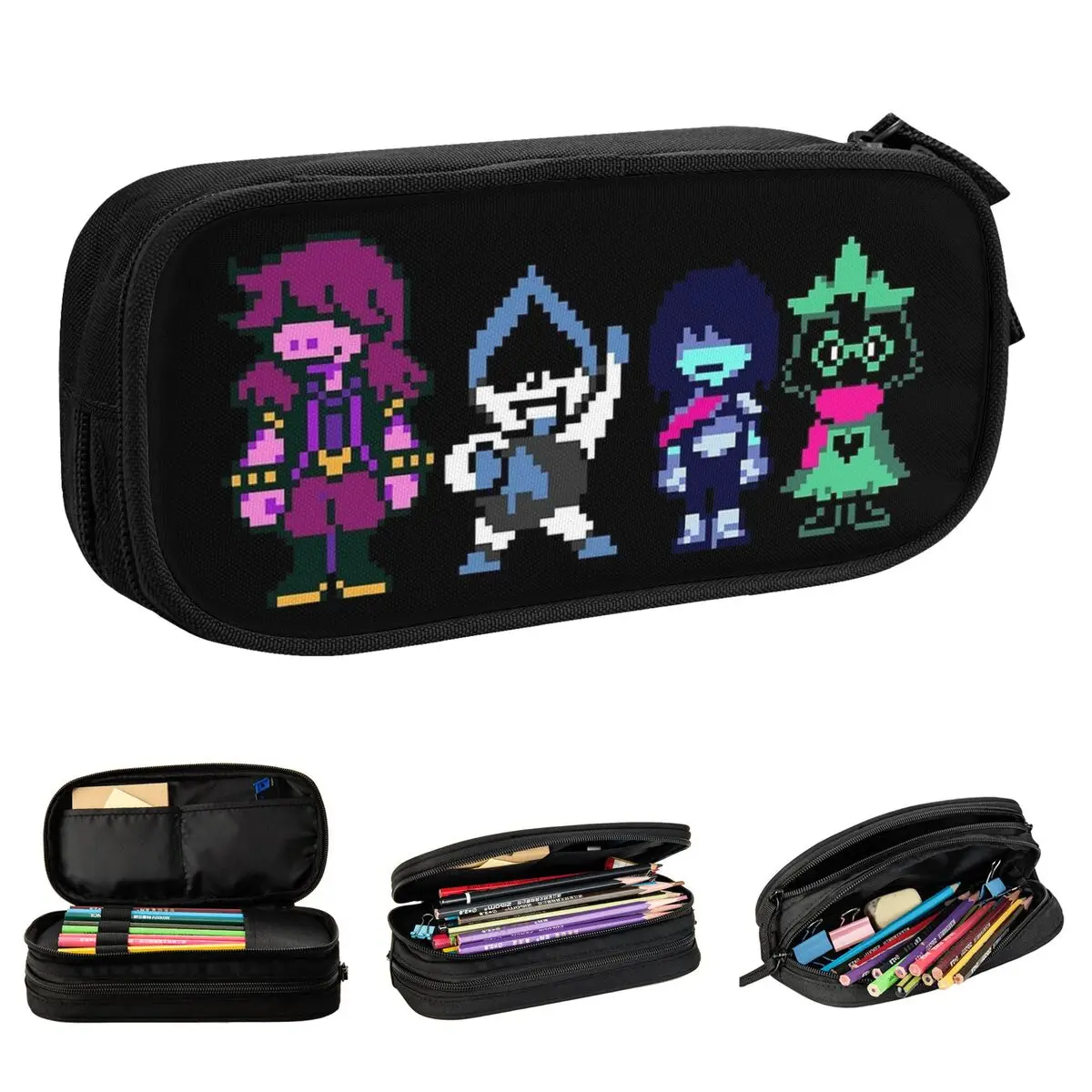 

Fun Deltarune Main Characters Pencil Cases Pencilcases Pen Box for Student Big Capacity Bag Office Zipper Stationery