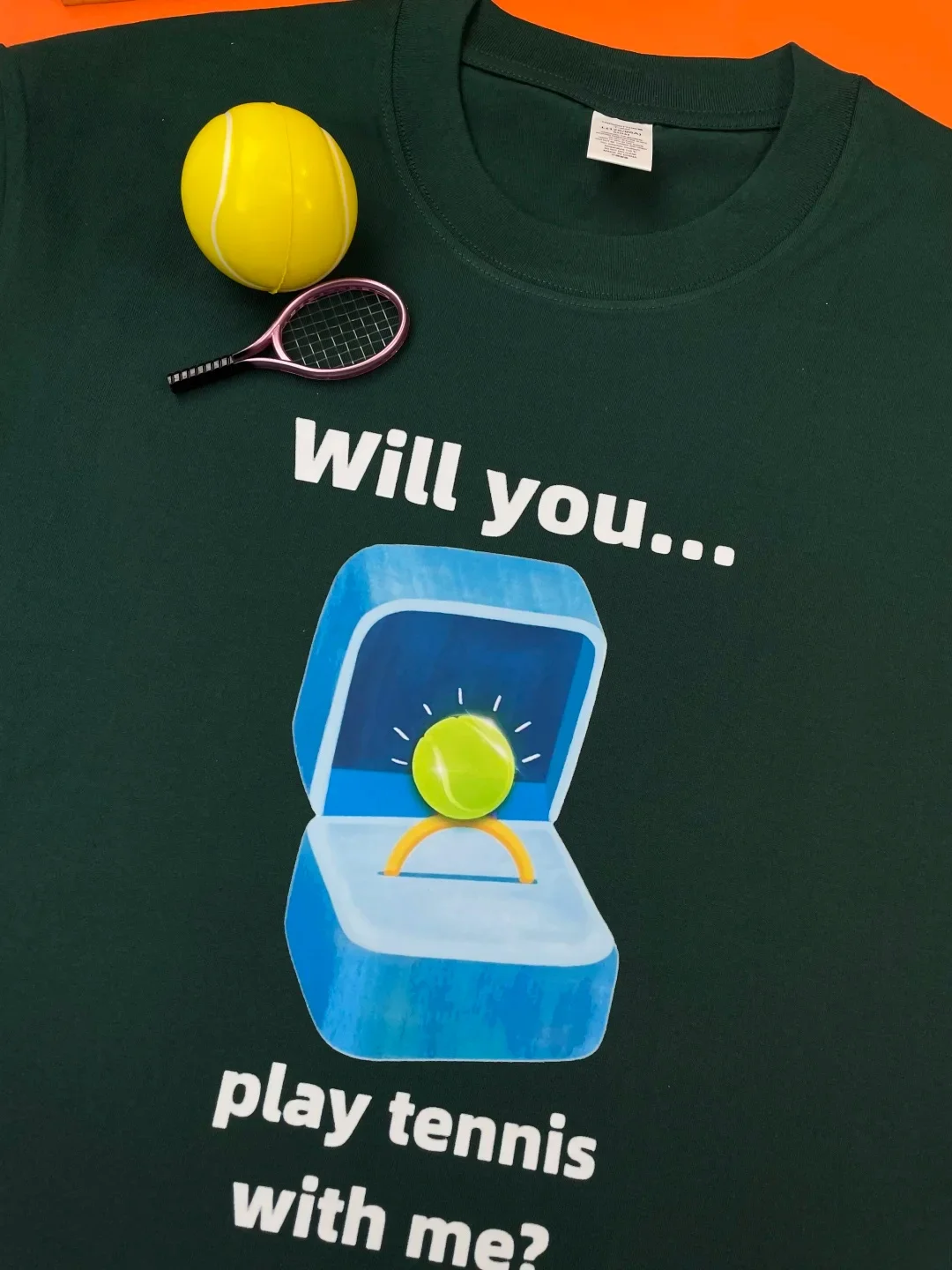 Loose Fit Pure Cotton Short Sleeve T-Shirt Tennis Print Breathable Summer Fun Quotation Mark Dog Unisex Youth Fashion Trend