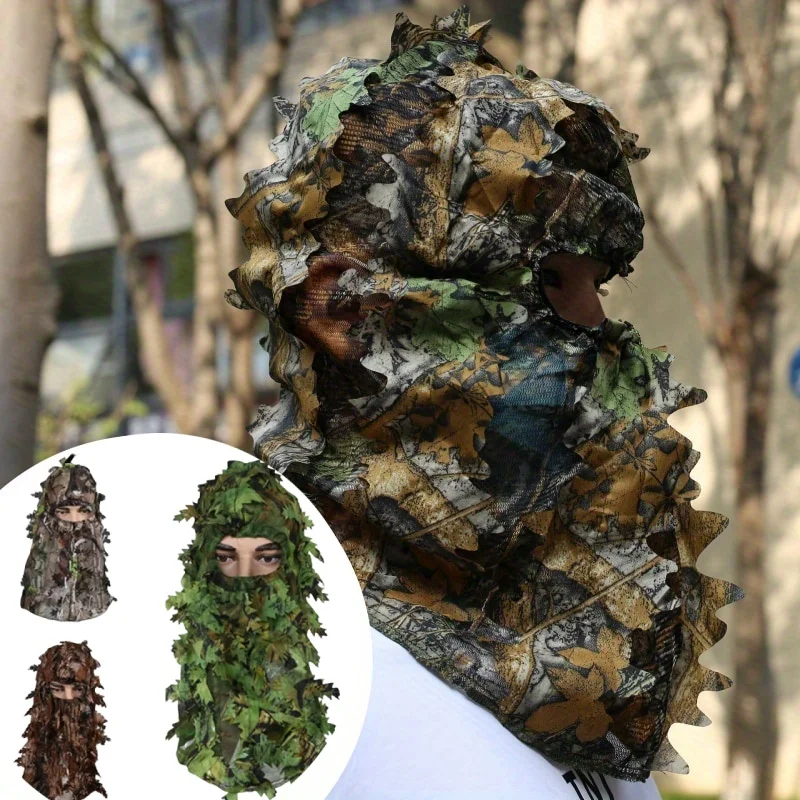 

1Pcs Hunting Camouflage Green Leaf Face Cover Camouflage Maple Leafy 3D Face Mask Hunting Gear Accessories