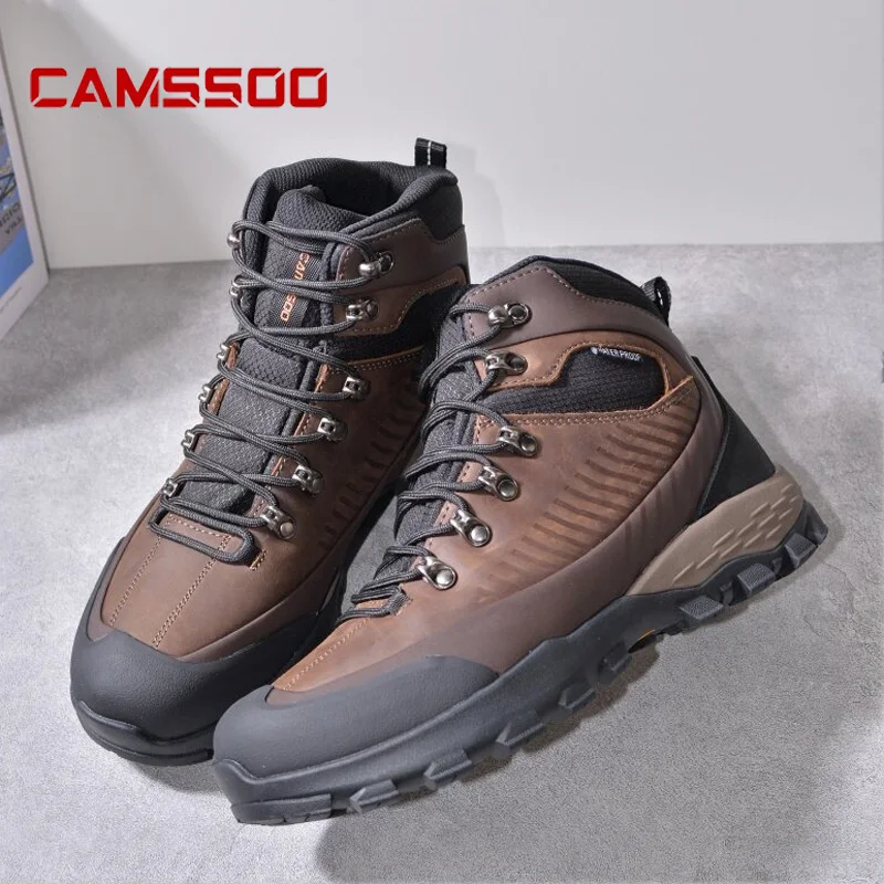 CAMSSOO cowhide hiking Shoes Men waterproof Outdoor Sports Casual Walking Shoes Lightweight Trekking Snow Boots hunting Sneakers