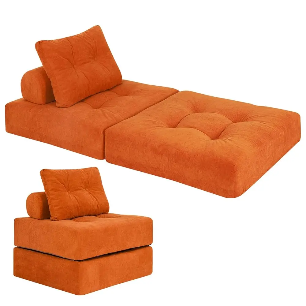 

Convertible Futon Sofa Bed With Pillow – Multi-Function Foam Sleeper Chair, Space-Saving Sofa For Living Room & Bedroom, Soft