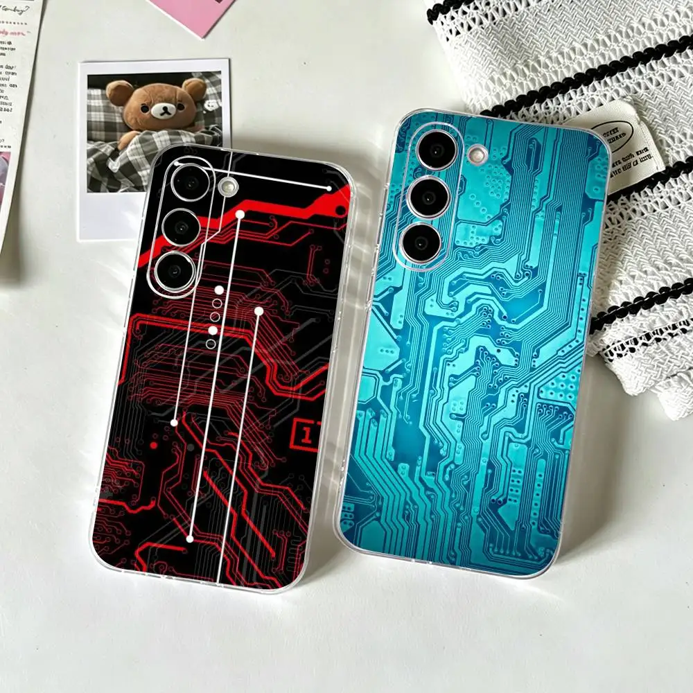 

Creative Circuit Board Pattern Phone Case For SamsungA10,12,20,21S,30,31,40,50,51,52,70,71 Transparent Cover