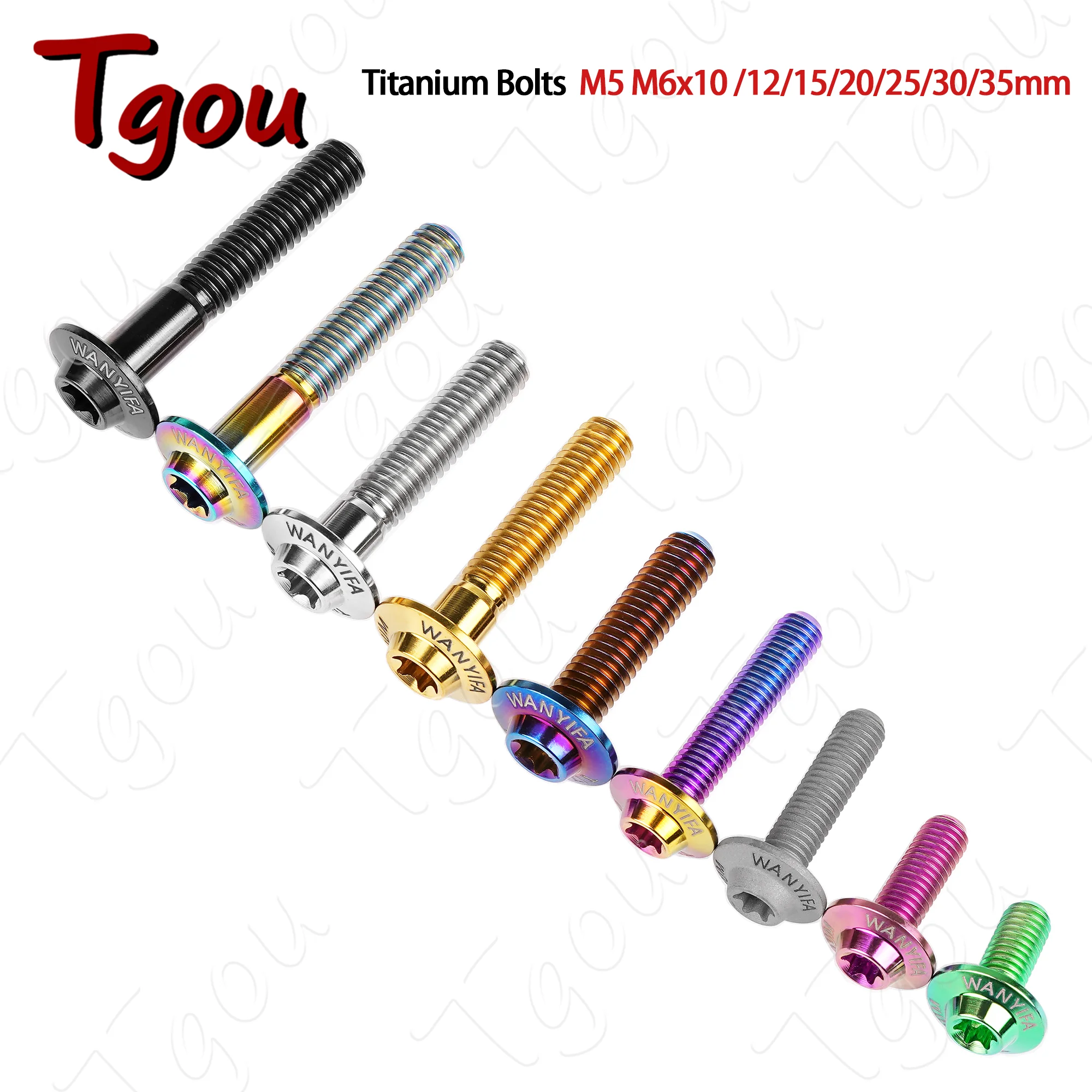 Tgou Titanium Bolts M5 M6x10 /12/15/20/25/30/35mm Butterfly Bevel Head Titanium Bolts for Motorcycle Disc Brake Female Threads