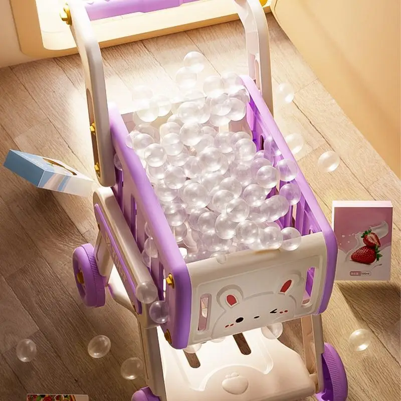 Jouet de panier de courses coule pour enfants, chariot de courses avec semblant de nourriture, jeu de jeu pour tout-petits garçons et filles