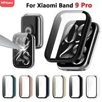 Tempered Glass+Case for Xiaomi Band 9 Pro Smartband Anti-scratch Film Frame Bumper Protective Cover for Xiaomi Band 9 Accessorie