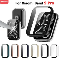 Tempered Glass+Case for Xiaomi Band 9 Pro Smartband Anti-scratch Film Frame Bumper Protective Cover for Xiaomi Band 9 Accessorie