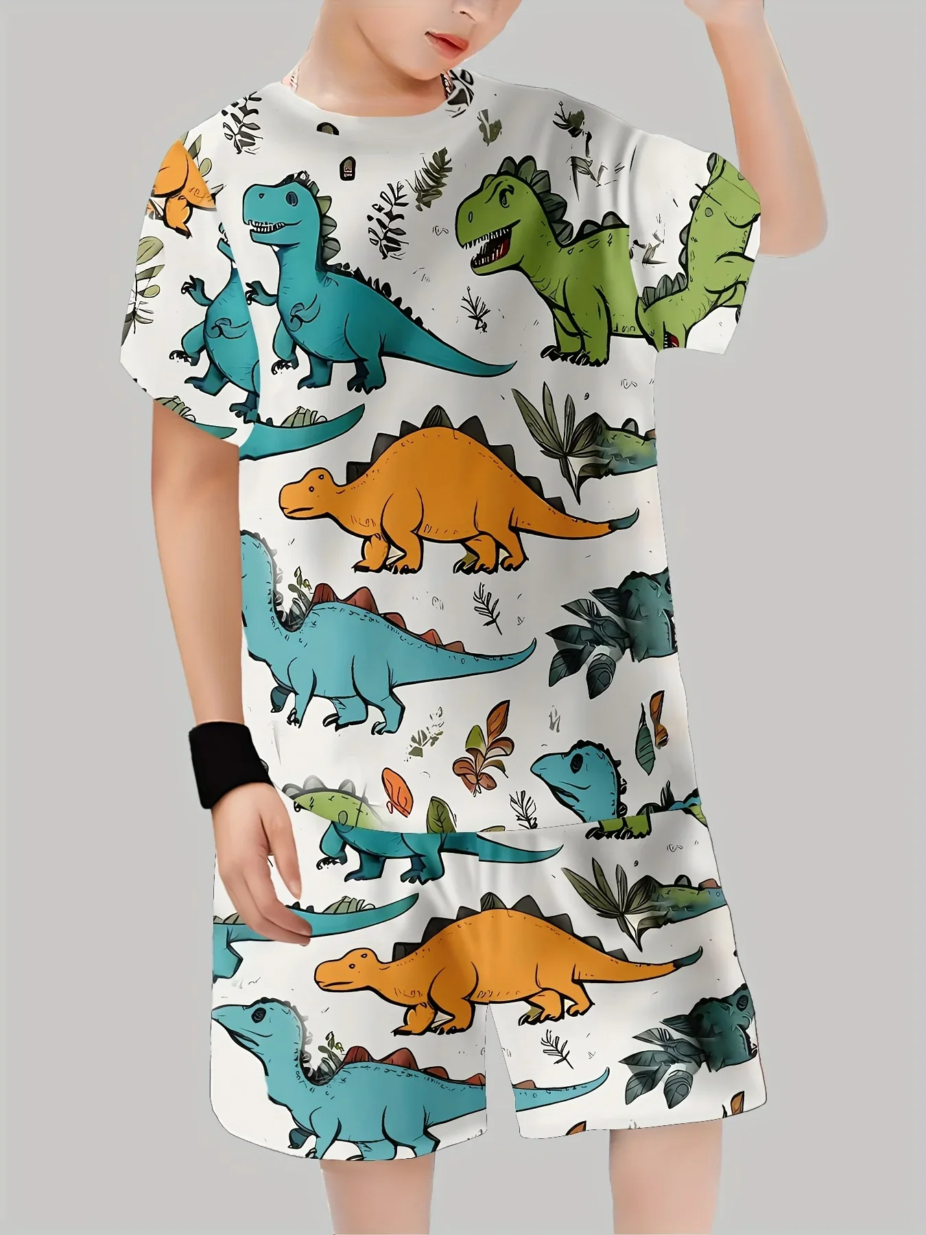 New Dinosaur Printed Outfits Tops + Shorts 2 PCS For Summer Boys Girls Clothing Sets 2 Pcs Baby Fashion Suits - view 4