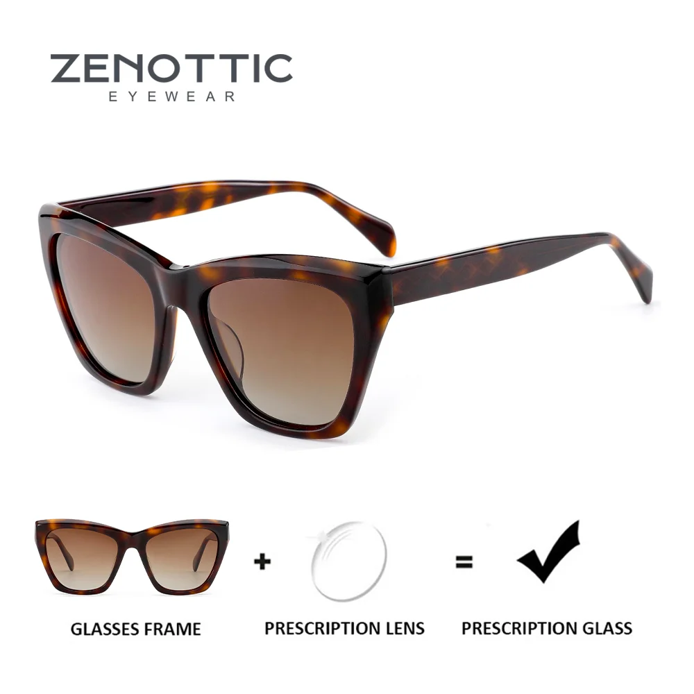 

ZENOTTIC Stylish Acetate Progressive Prescription Sunglasses Women Trend Cat Eye Uv400 Polarized Corrective Sun Glasses