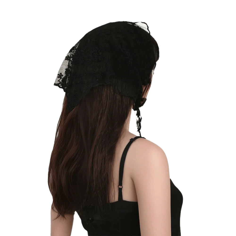 

Fashion Lace Headscarf Retro Versatile Hair Band Advanced Triangular Scarf for Women