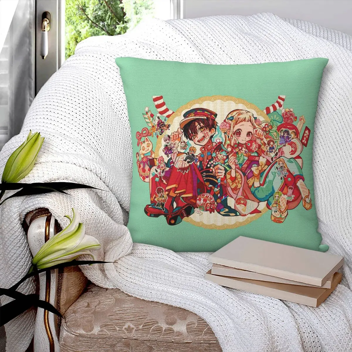 Anine Toilet Bound Hanako Kun Square Pillowcase Cushion Cover Pillow Case Throw Pillow Cover for Home Bedroom Car