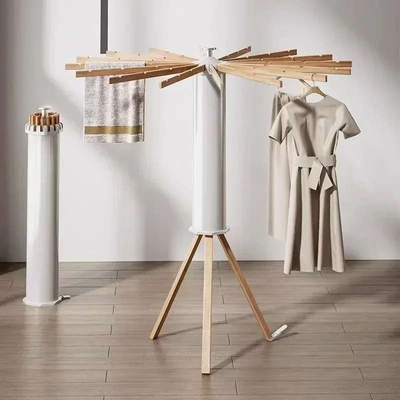 

Versatile Installation-Free Coat Rack with Folding Drying Rods for Balcony and Indoor Use