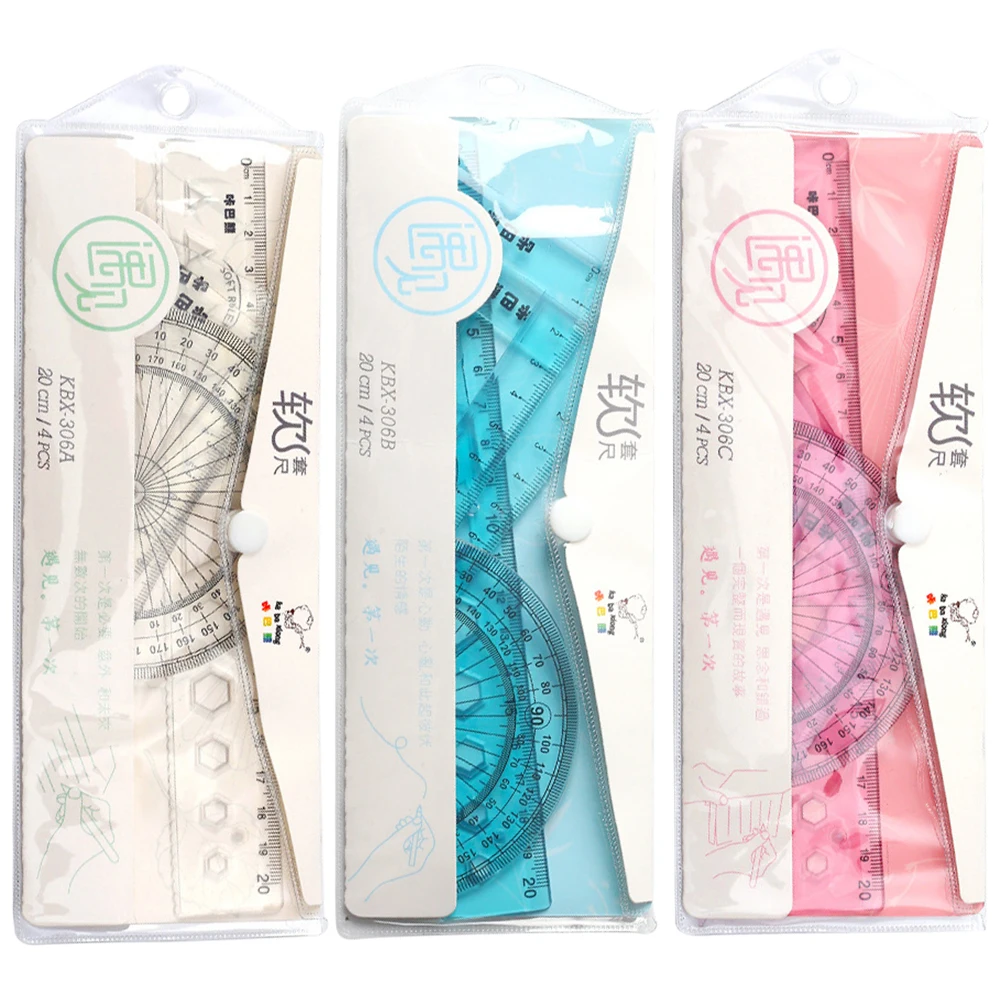 

Student Rulers Set Stationery Rulers Clear Simple Student Rulers for Girl Boy (Red, Blue and Transparent, 20cm)