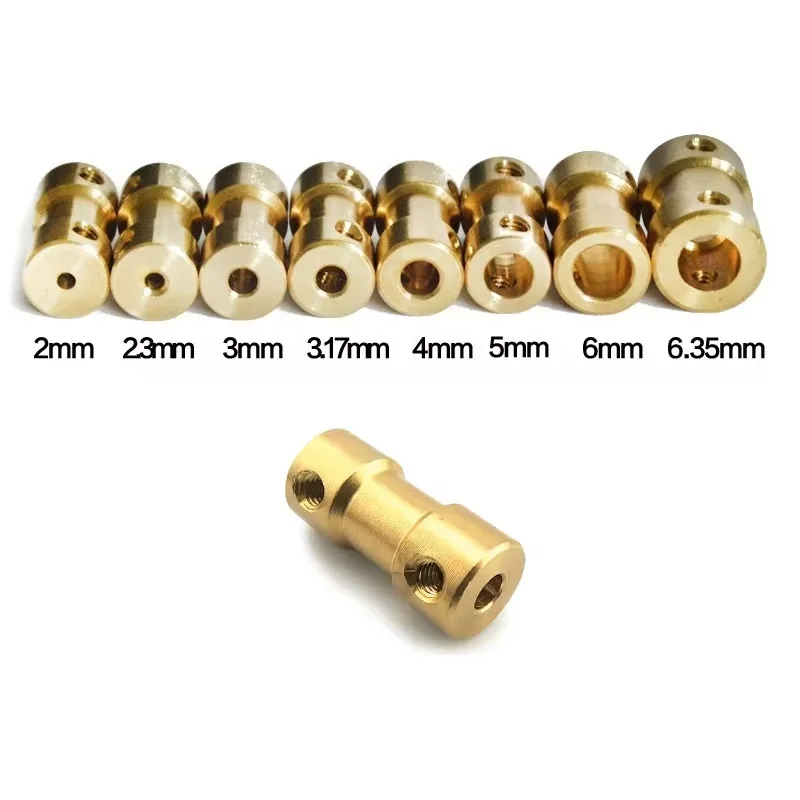 2PCS D9*L20 2mm/2.3mm/3mm/3.17mm/4mm/5mm/6mm Brass Rigidity Motor Shaft Coupling Coupler Motor Transmission Connector