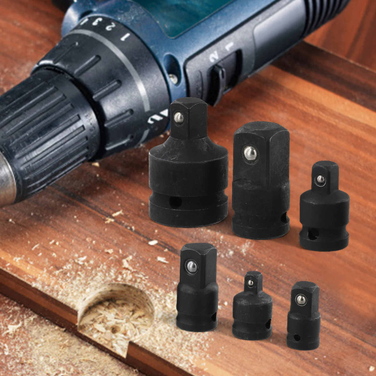 For Pneumatic Tools Air Tool Accessories Pneumatic Adaptor Mechanical Tool Socket Adapters 6 Pieces Set Compatible For 1 2