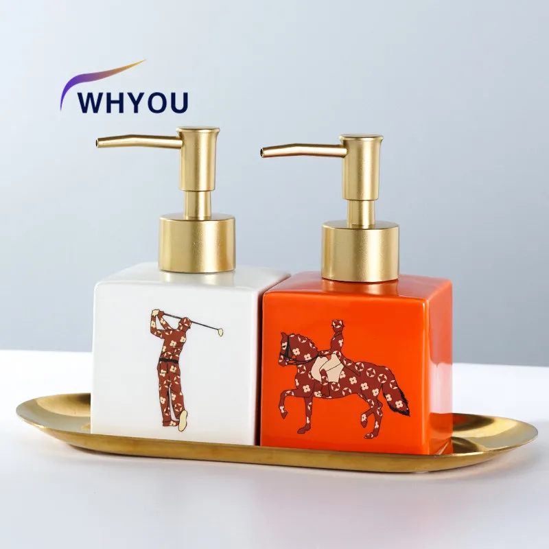 WHYOU Cermic Bottiglia di gel doccia separata per shampoo, dispenser di sapone liquido, emulsione,