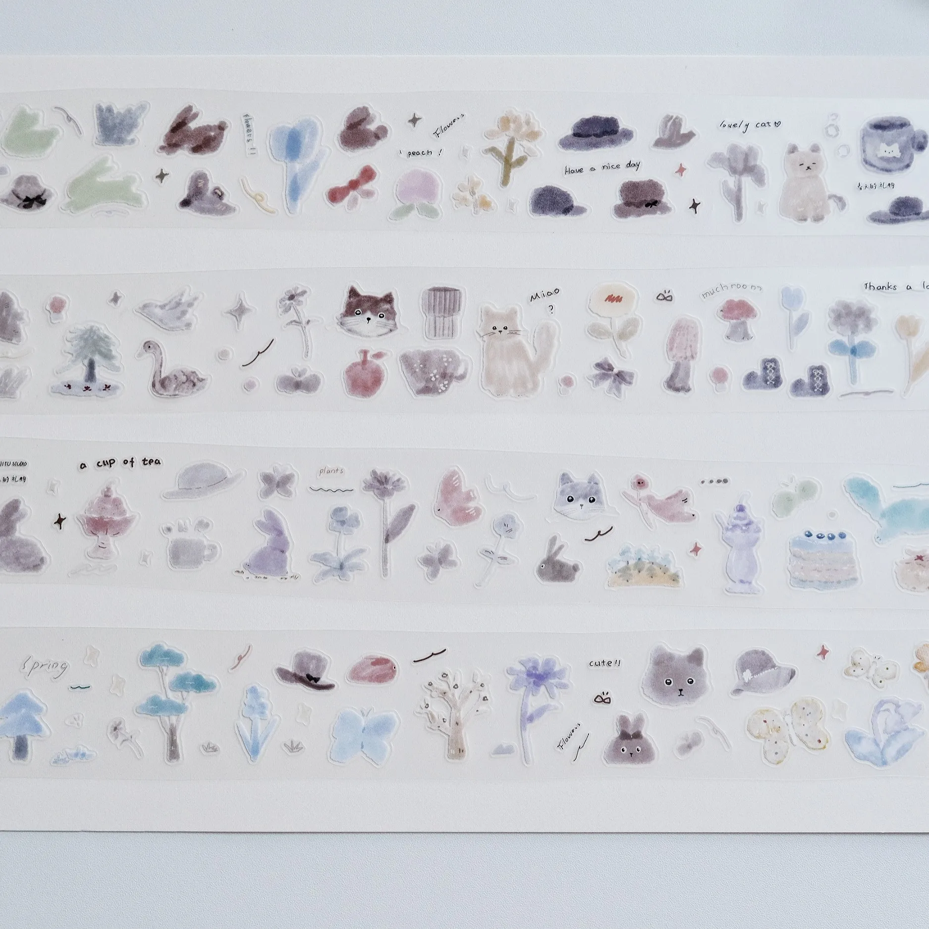 Spring Gift Sticker Roll Synthetic Paper/Forest Style Salt Style Cute Journal Collage Cutting Film