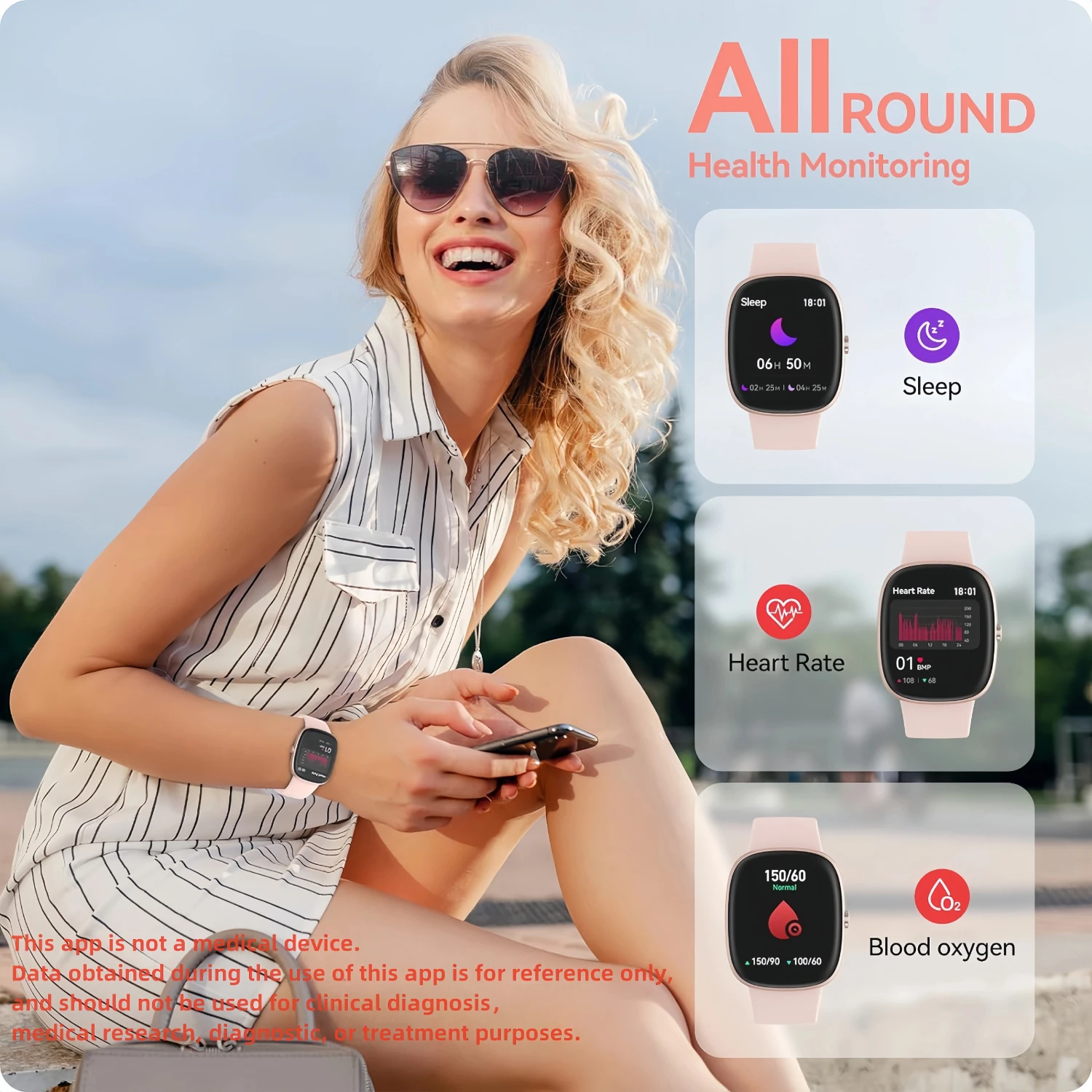 Smart Watches  Men Women Sleep Tracking, 46mm 1.3oz Step Calorie Counter Fitness Watch Activity Trackers Pedometer forAndro