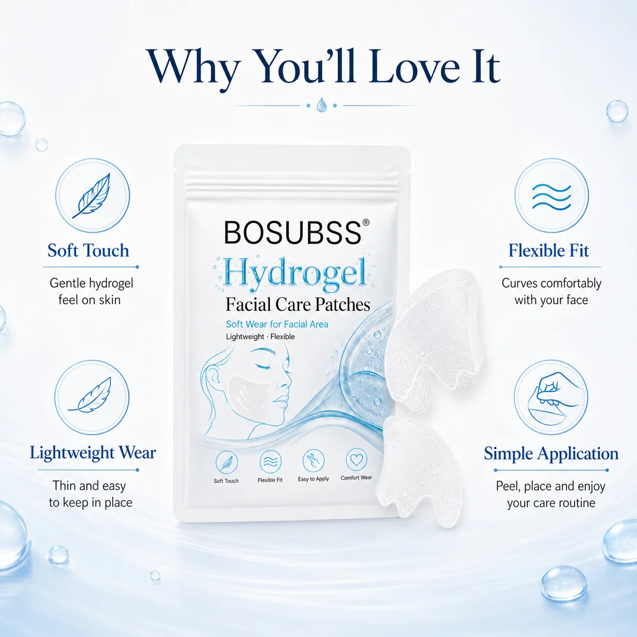 1 Pair of Hydrogel Facial Care Patches Cheek Jaw Line Patches Are Suitable for Deep Moisturizing, Comfortable and Soft on the Skin