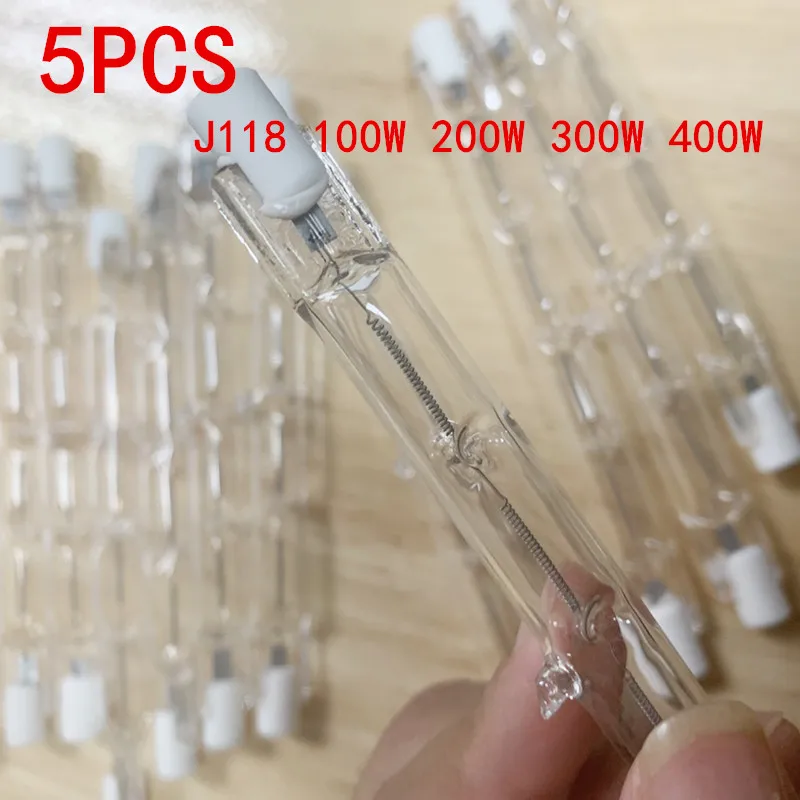

New 5PCS R7S J118mm 100W 200W 300W 400W Halogen Lamp Double Ended Linear Light Bulb AC220-240V Household R7s Halogen Bulbs