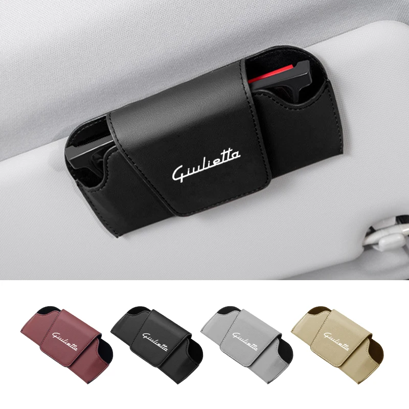 Car Visor Glasses Holder Leather Magnetic Sunglasses Storage Box Accessories For Alfa Romeo Giulietta GT 159 147 156 Mito Brera