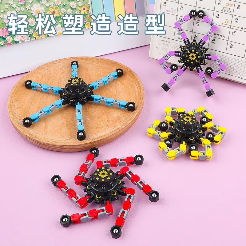 Transformowalna zabawka antystresowa typu łańcuch dla dzieci, redukująca stres, fidget spinner, losowy kolor, kreatywny prezent na Nowy Rok