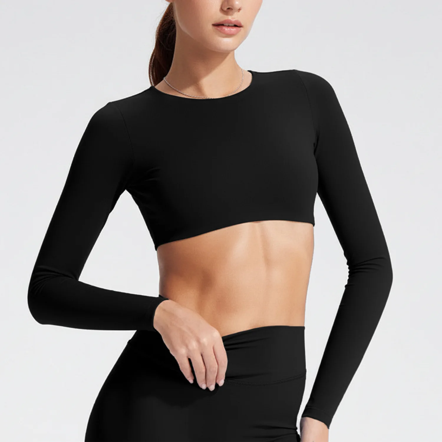 قميص يوجا من WAREBALL مع حمالة صدر قابلة للإزالة وأكمام طويلة ملابس رياضية نسائية بدون ظهر للتمرين، قميص لياقة بدنية عالي المرونة وجيد التهوية