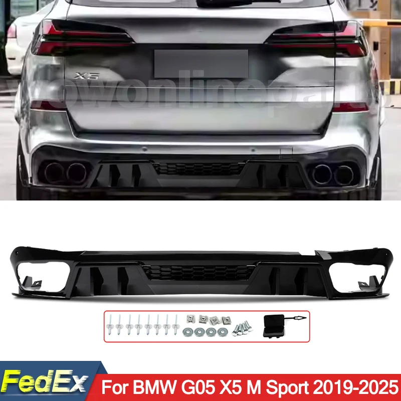 Magickit difusor traseiro pára-choques lábio guarda protetor capa para bmw x5 g05 m sport 2019-25 amortecedor traseiro lábio difusor glossly preto