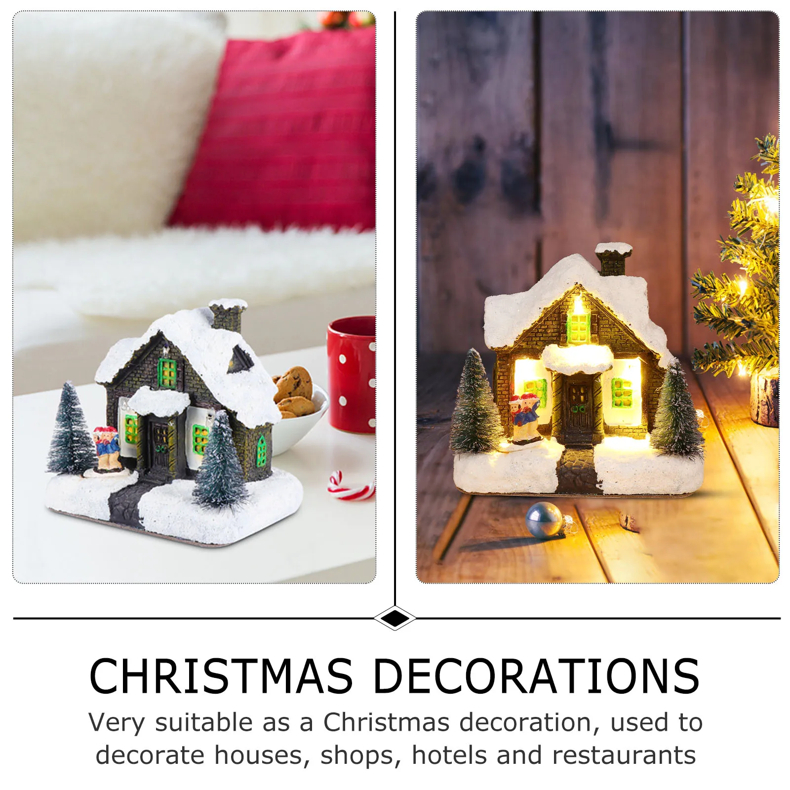 

Glowing Little Christmas Ornament Resin Craft Home Decor Xmas Mini House Luminous Cartoon House Adornment Gifts