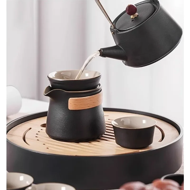 Tea set Household light luxury black pottery small tea tray