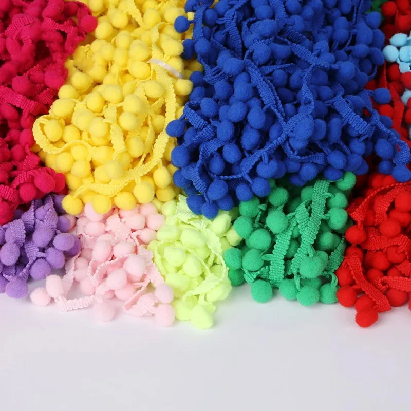 5Yards 25mm Pompom Ball Fringe Ribbon Knitted Sewing Pom pom Lace Trims Handmade Sewing Wedding Party Clothing Embellishement