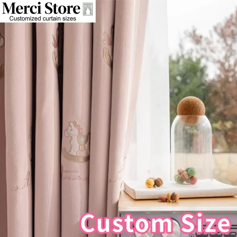 Custom Size High Grade Maternity Grade Cashmere Chenille Curtains Light Shielding for Living Dining Room Decor Modern Cute