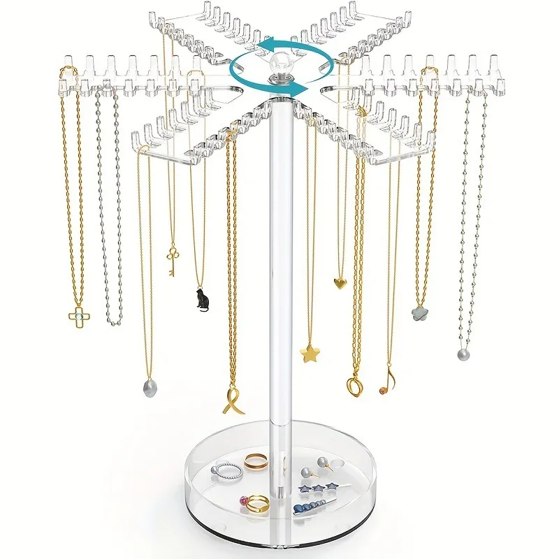 

Acrylic Jewelry Display Stand 360 Degrees Earring Storage Holder Woman Bracelets Displays Rack Fashion Trinkets Display Shelf