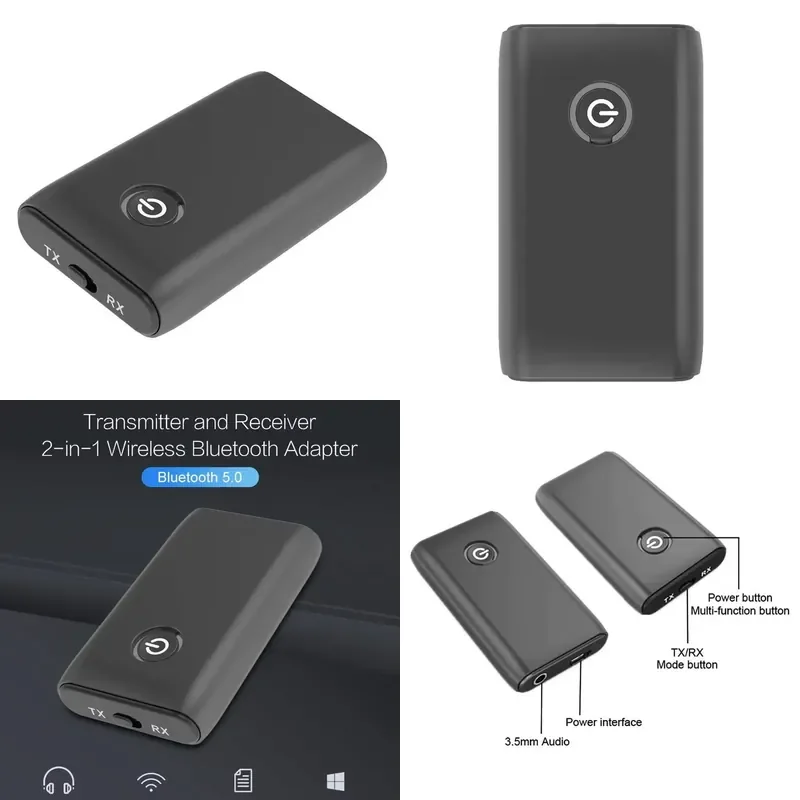 for B10S 2 in 1 Bluetooth Receiver Transmitter Adapter 5.0 with 300mAh Battery